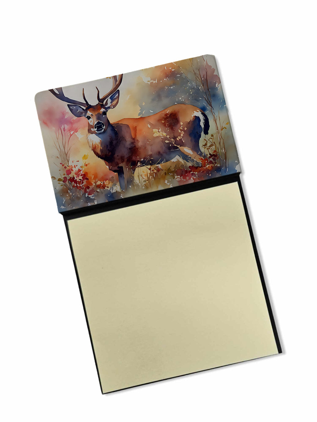 Deer Watercolor Sticky Note Holder Refillable Dispenser Desk Accessory 3x3 Pad Gift
