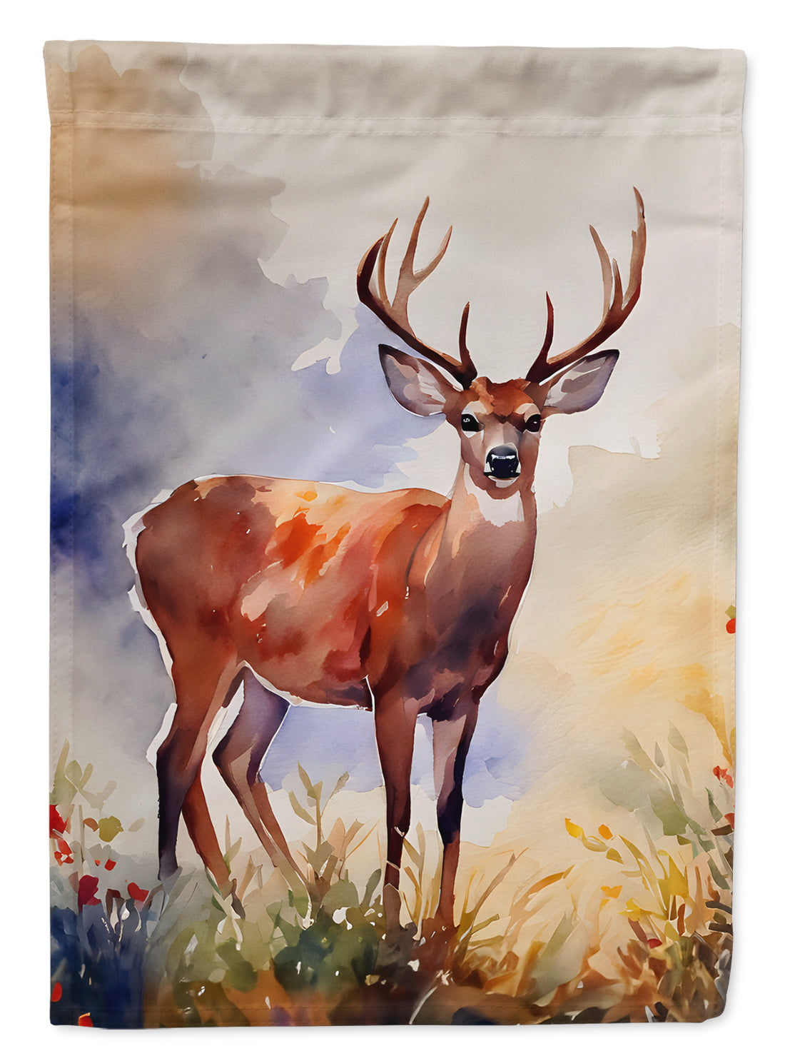 Deer House Flag 28x40 Porch Sleeve Pole Decorative Outside Yard Banner Artwork Wall Hanging, Polyester