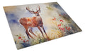 Deer Cutting Board Tempered Glass Kitchen Cutting Surface, Heat Resistant Chopping, Non-Slip Feet, Food Prep & Serving