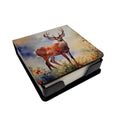 Deer PU Leather Note Paper Holder with Artist-Designed Cover, Desk Accessory, Office Gift