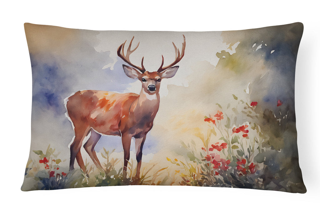 Deer Decorative Throw Pillow 12x16 Indoor Outdoor Accent Cushion, Fabric Cover with Insert for Sofa, Bed, Porch & Living Room