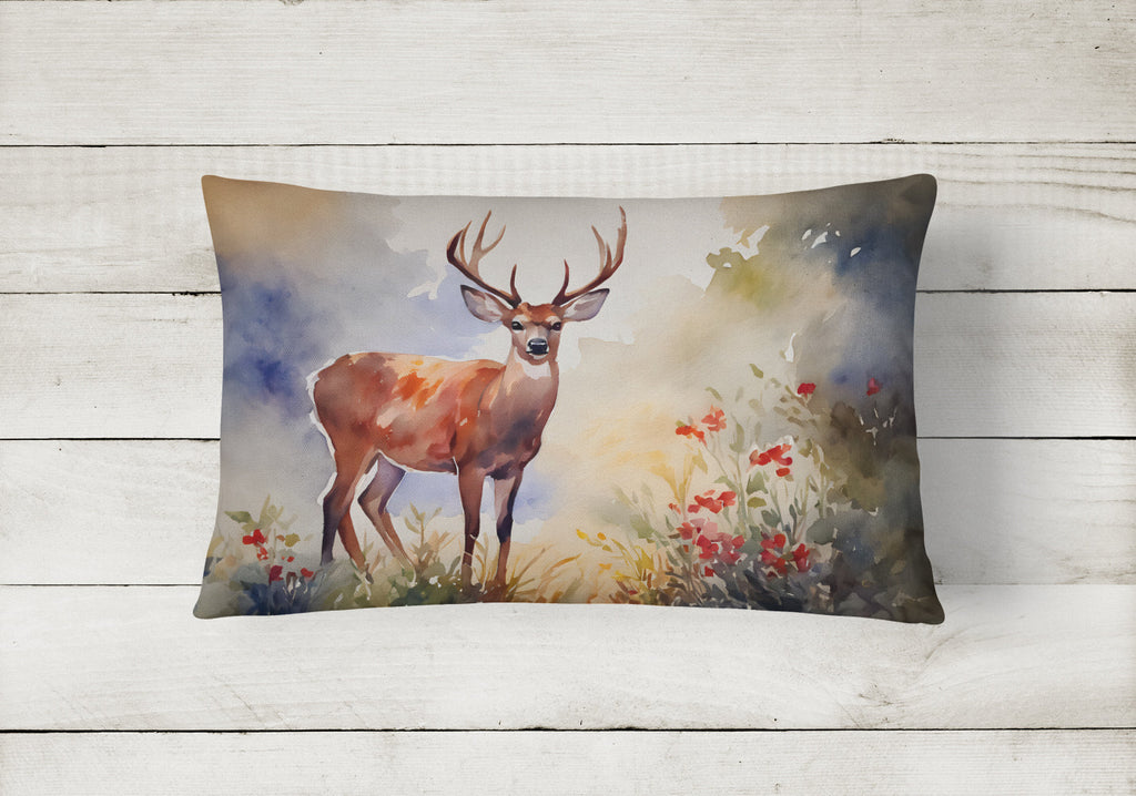 Deer Decorative Throw Pillow 12x16 Indoor Outdoor Accent Cushion, Fabric Cover with Insert for Sofa, Bed, Porch & Living Room