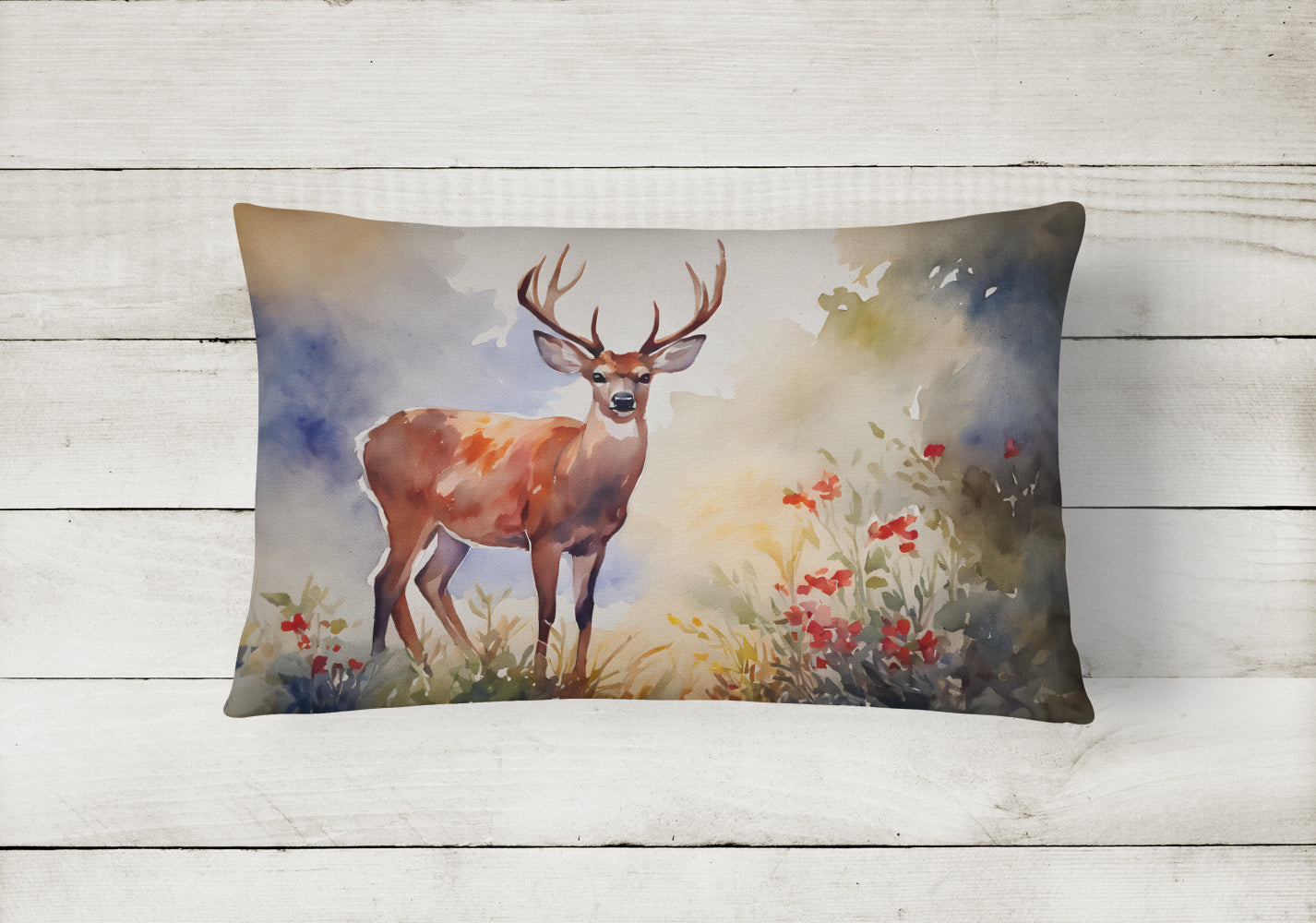 Deer Decorative Throw Pillow 12x16 Indoor Outdoor Accent Cushion, Fabric Cover with Insert for Sofa, Bed, Porch & Living Room