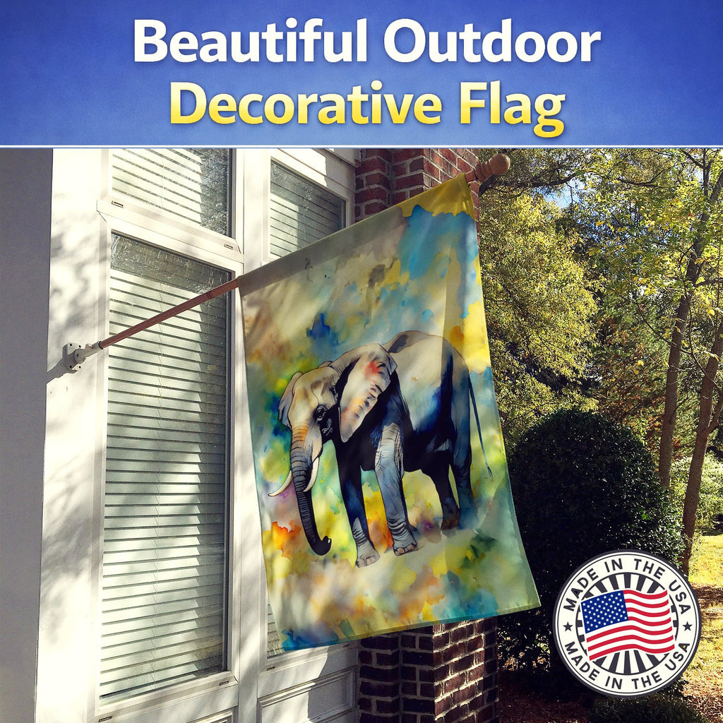 Elephant House Flag 28x40 Porch Sleeve Pole Decorative Outside Yard Banner Artwork Wall Hanging, Polyester