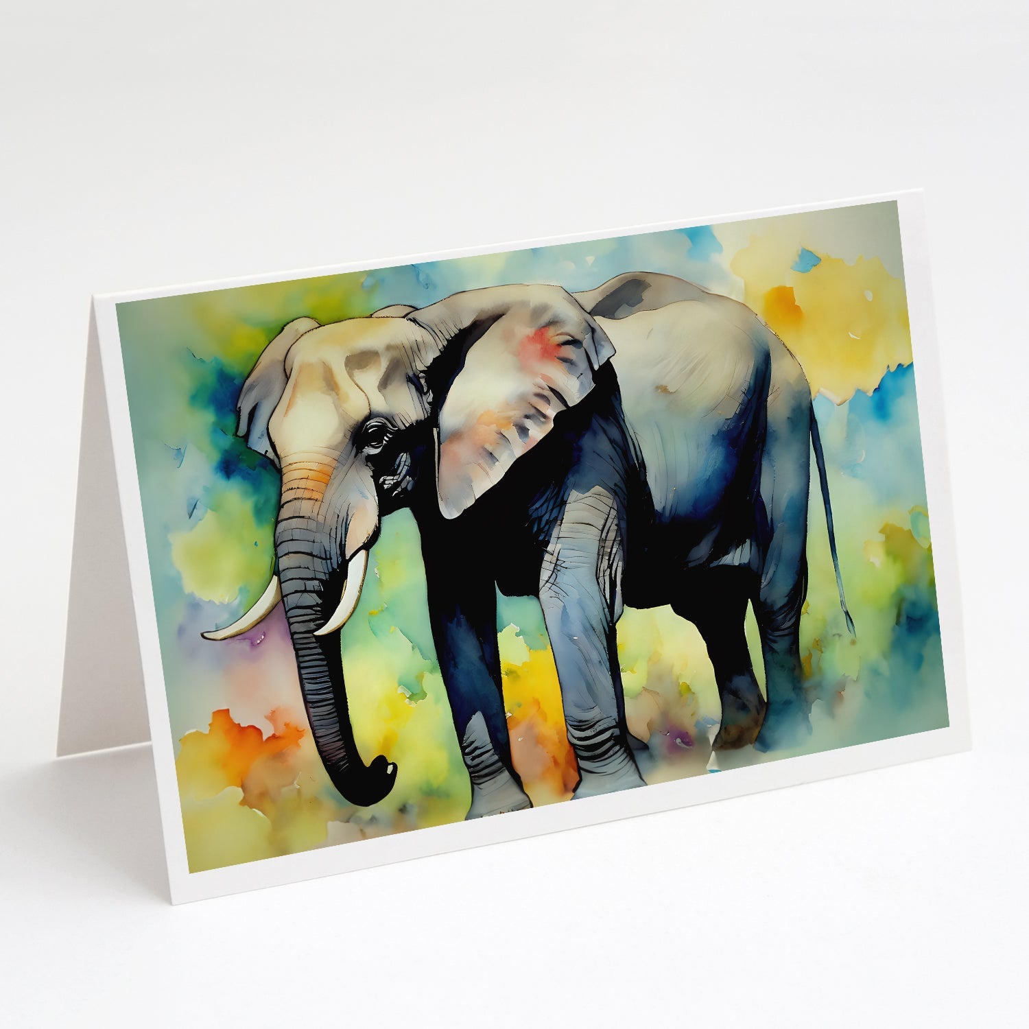 Elephant Greeting Cards Pack of 8 Blank Cards with Envelopes Whimsical A7 Size 5x7