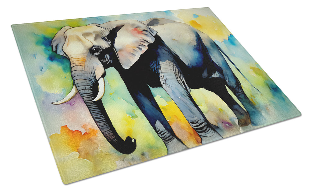 Elephant Cutting Board Tempered Glass Kitchen Cutting Surface, Heat Resistant Chopping, Non-Slip Feet, Food Prep & Serving