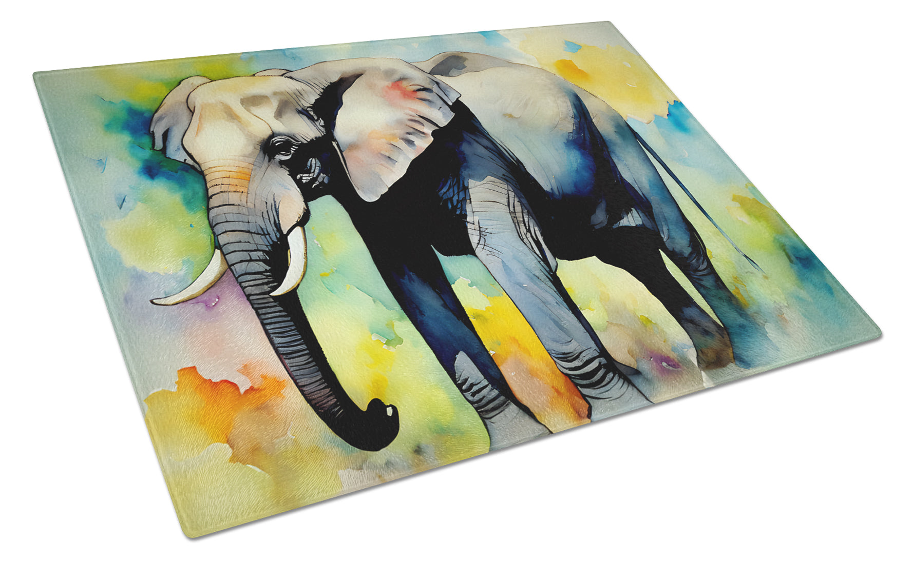 Elephant Cutting Board Tempered Glass Kitchen Cutting Surface, Heat Resistant Chopping, Non-Slip Feet, Food Prep & Serving
