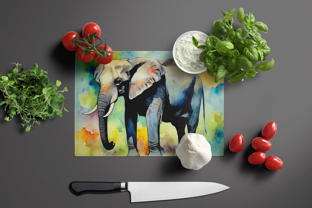Elephant Cutting Board Tempered Glass Kitchen Cutting Surface, Heat Resistant Chopping, Non-Slip Feet, Food Prep & Serving