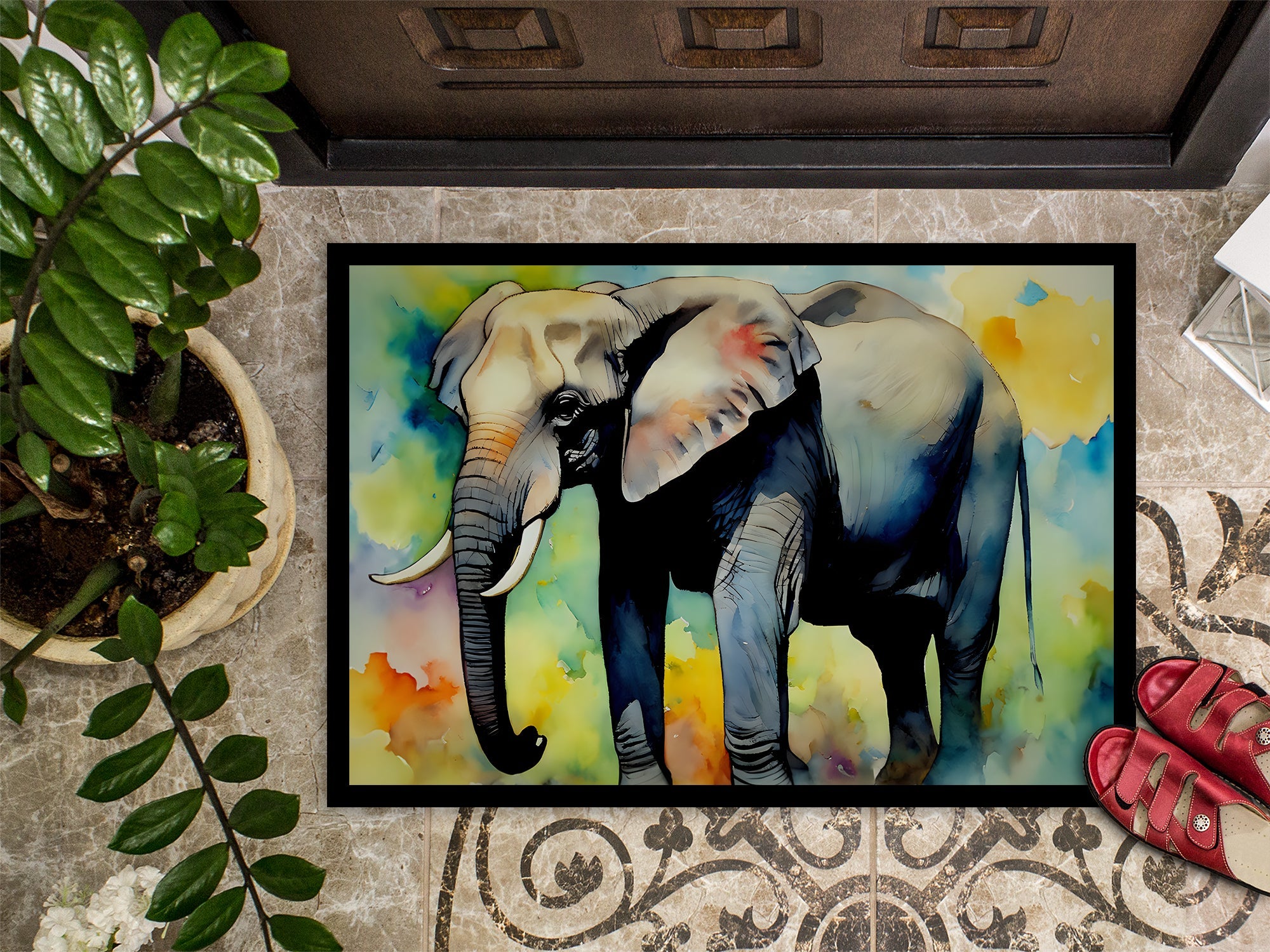 Elephant Doormat Indoor Outdoor 18H X 27W Front Door Mat Rugs for Entryway, Non Slip Washable
