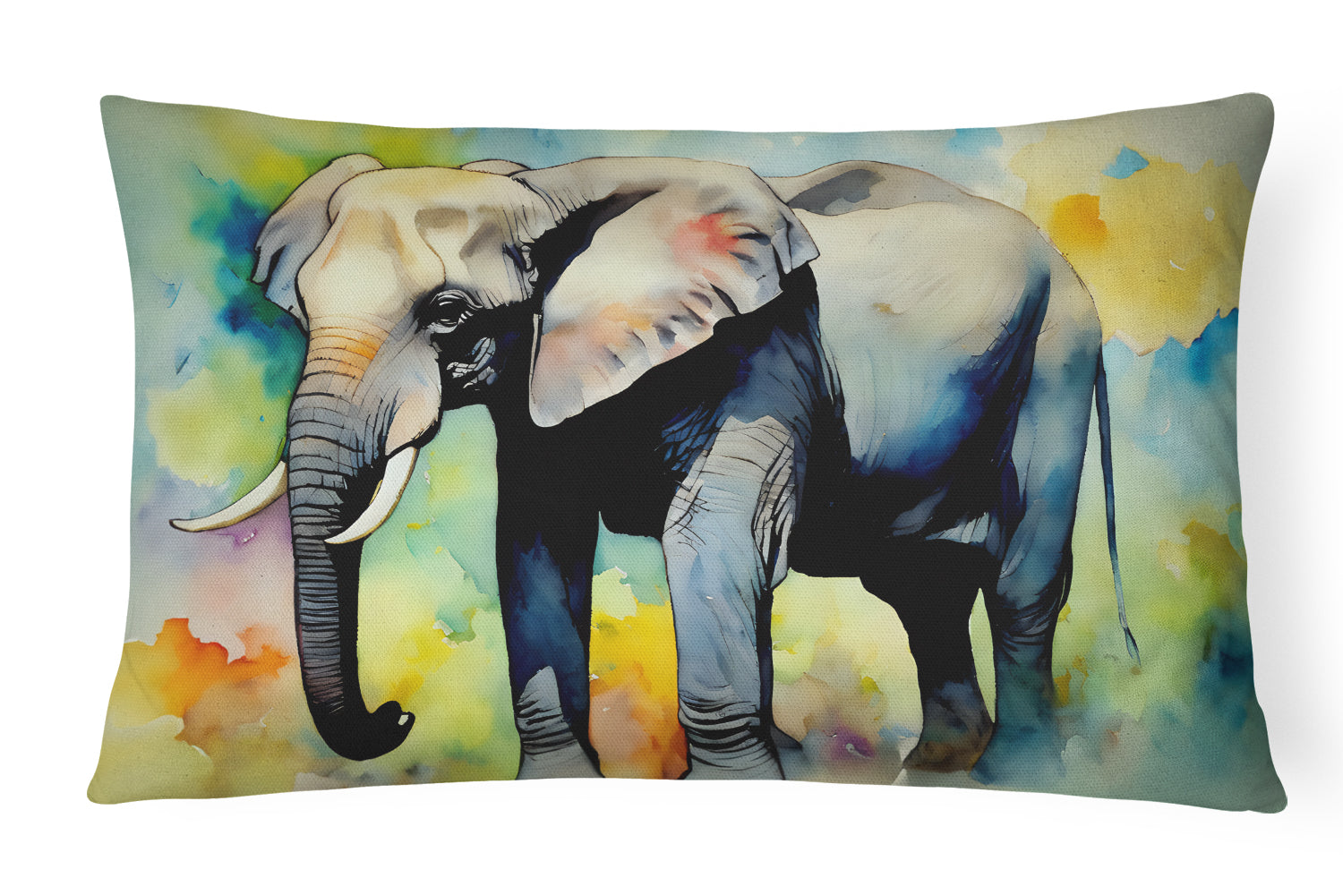 Elephant Decorative Throw Pillow 12x16 Indoor Outdoor Accent Cushion, Fabric Cover with Insert for Sofa, Bed, Porch & Living Room