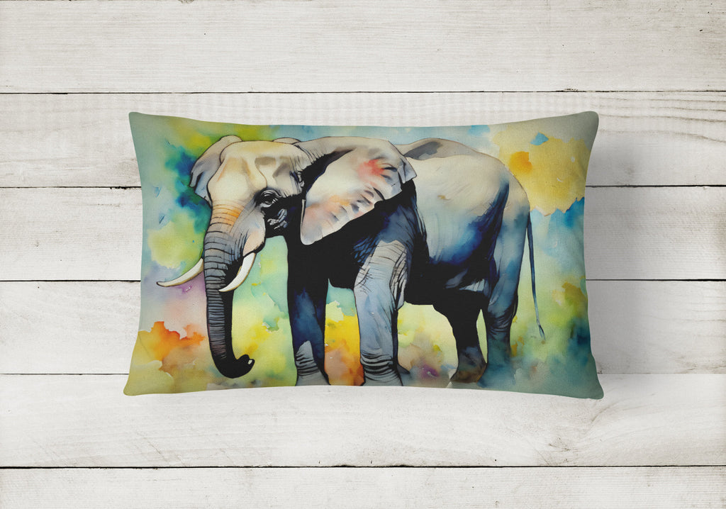 Elephant Decorative Throw Pillow 12x16 Indoor Outdoor Accent Cushion, Fabric Cover with Insert for Sofa, Bed, Porch & Living Room