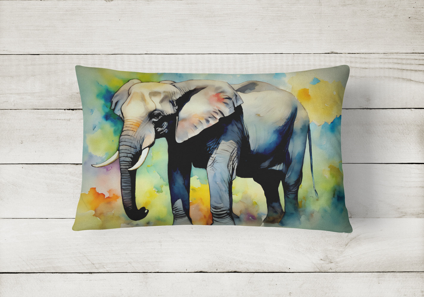 Elephant Decorative Throw Pillow 12x16 Indoor Outdoor Accent Cushion, Fabric Cover with Insert for Sofa, Bed, Porch & Living Room