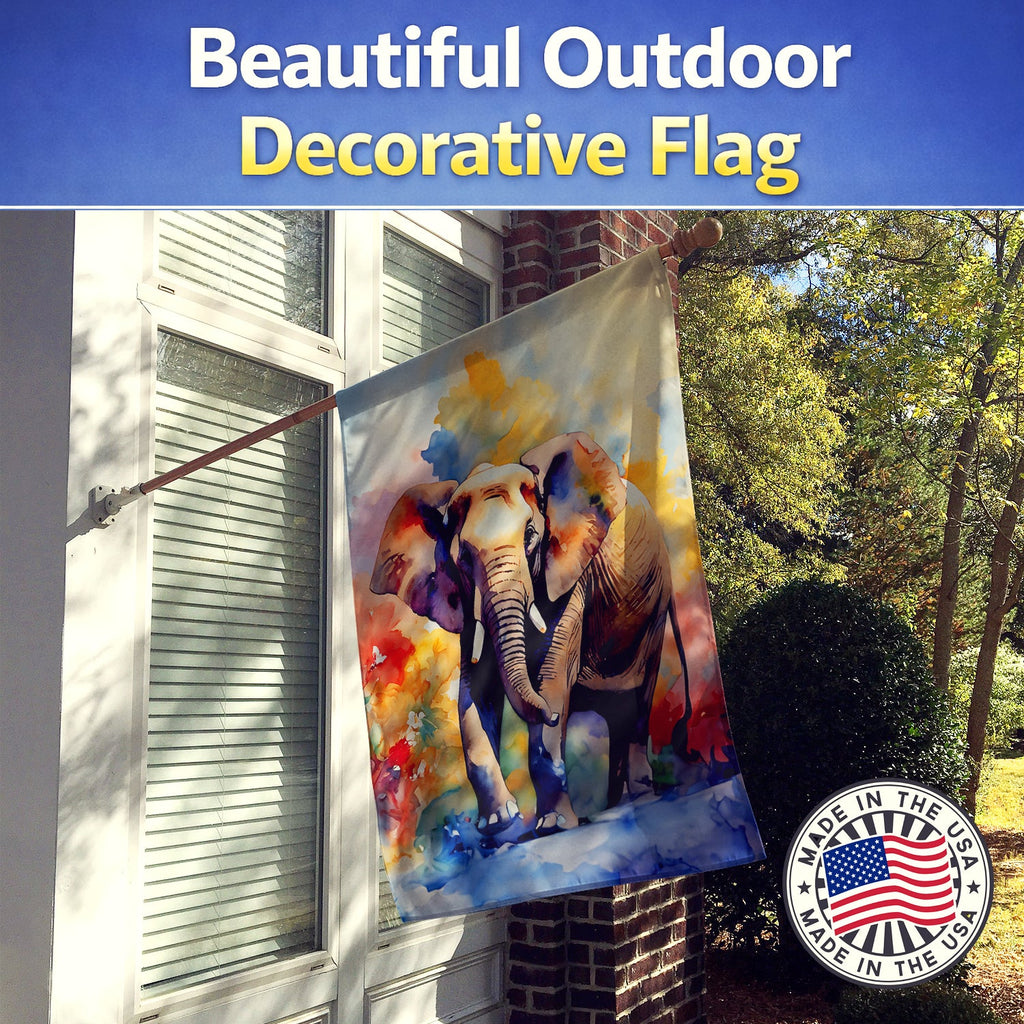 Elephant House Flag 28x40 Porch Sleeve Pole Decorative Outside Yard Banner Artwork Wall Hanging, Polyester
