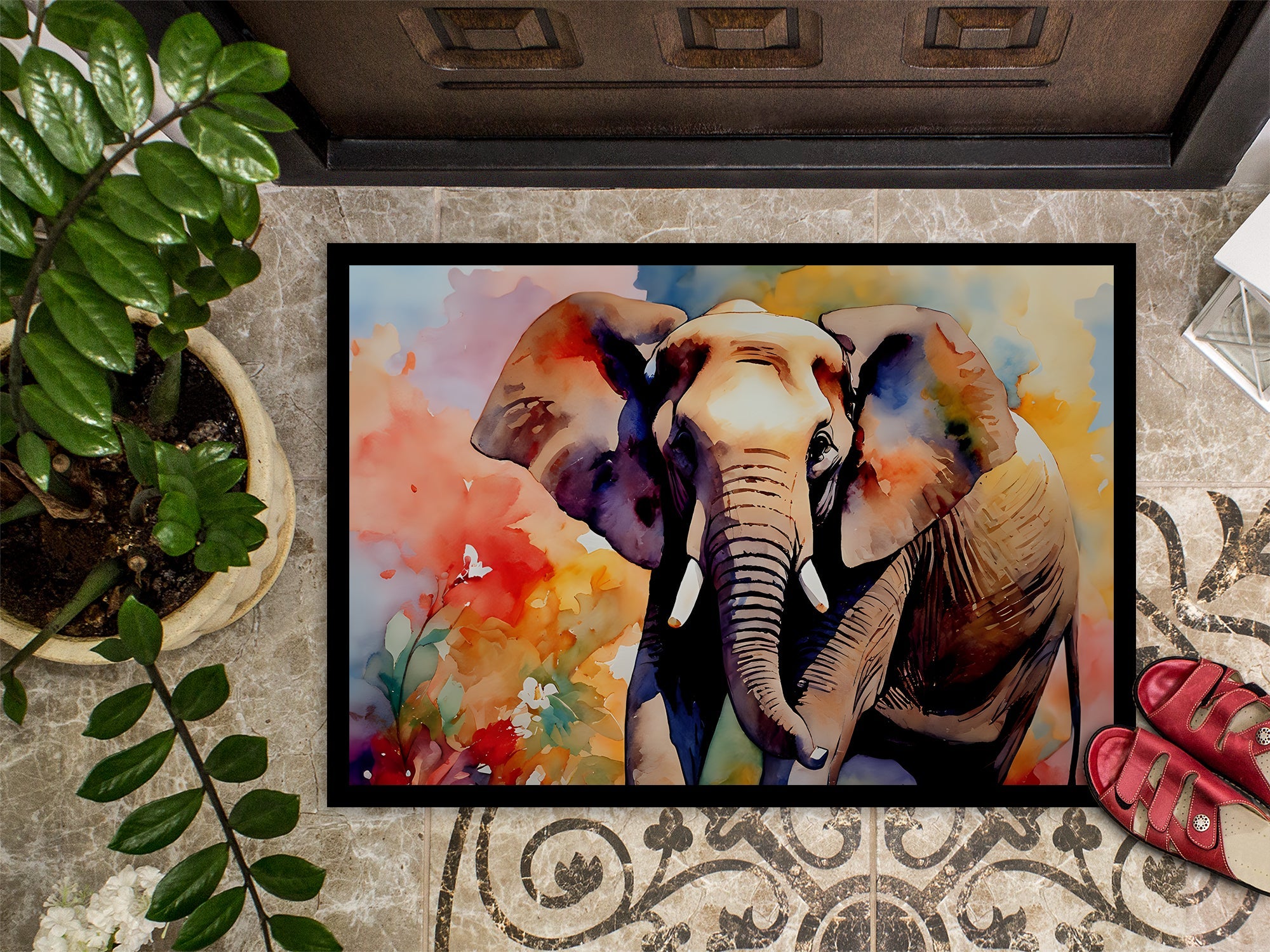 Elephant Doormat Indoor Outdoor 18H X 27W Front Door Mat Rugs for Entryway, Non Slip Washable