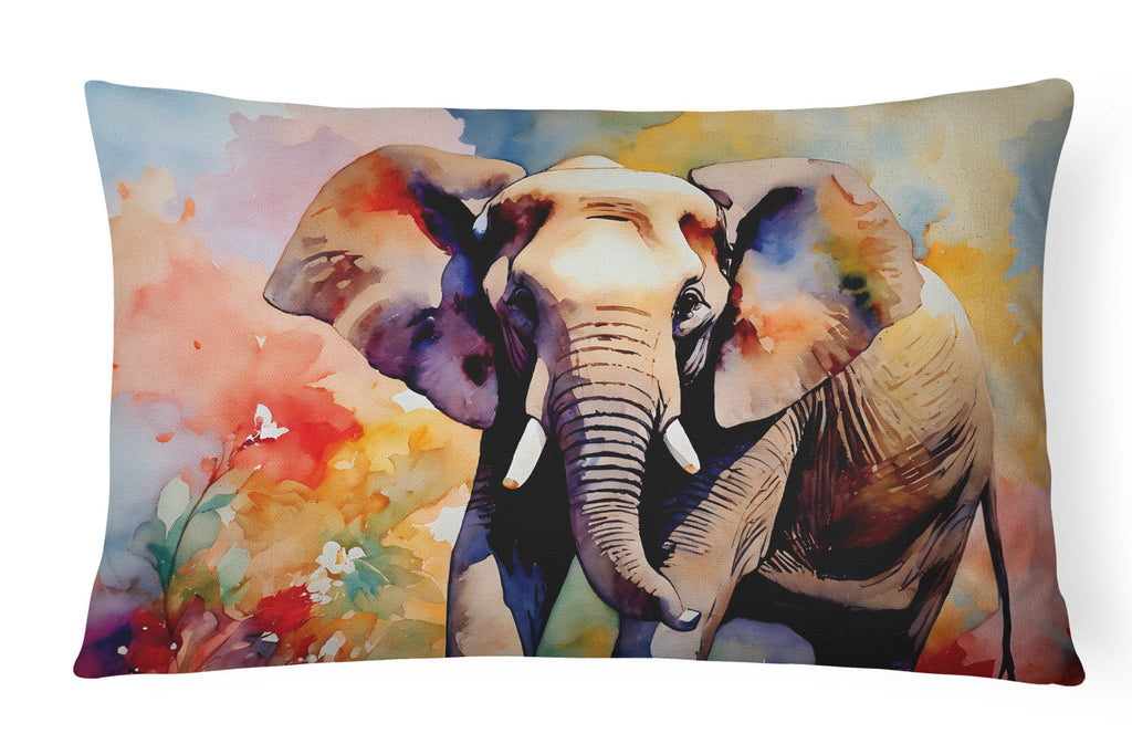 Elephant Decorative Throw Pillow 12x16 Indoor Outdoor Accent Cushion, Fabric Cover with Insert for Sofa, Bed, Porch & Living Room
