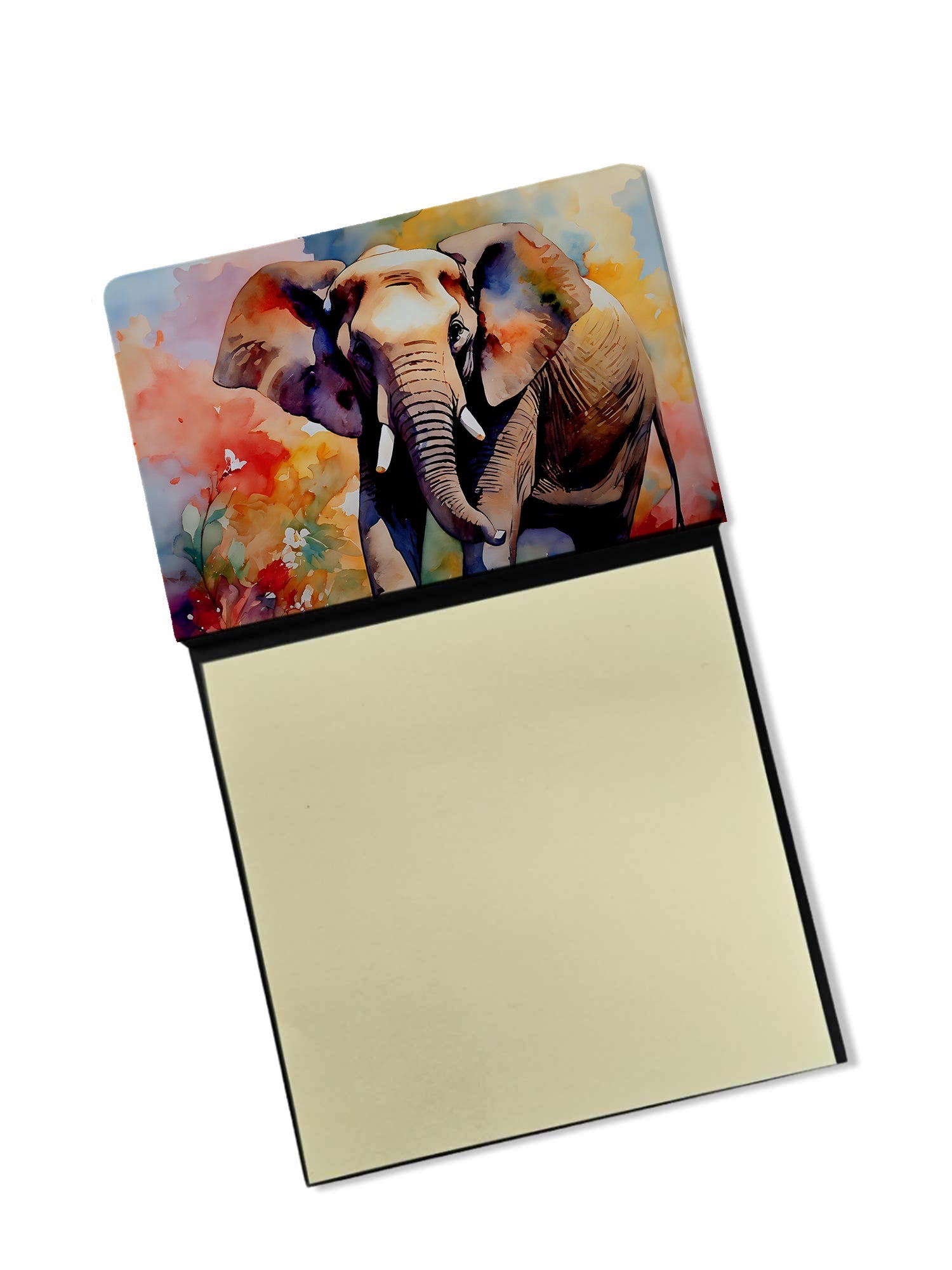 Elephant Watercolor Sticky Note Holder Refillable Dispenser Desk Accessory 3x3 Pad Gift