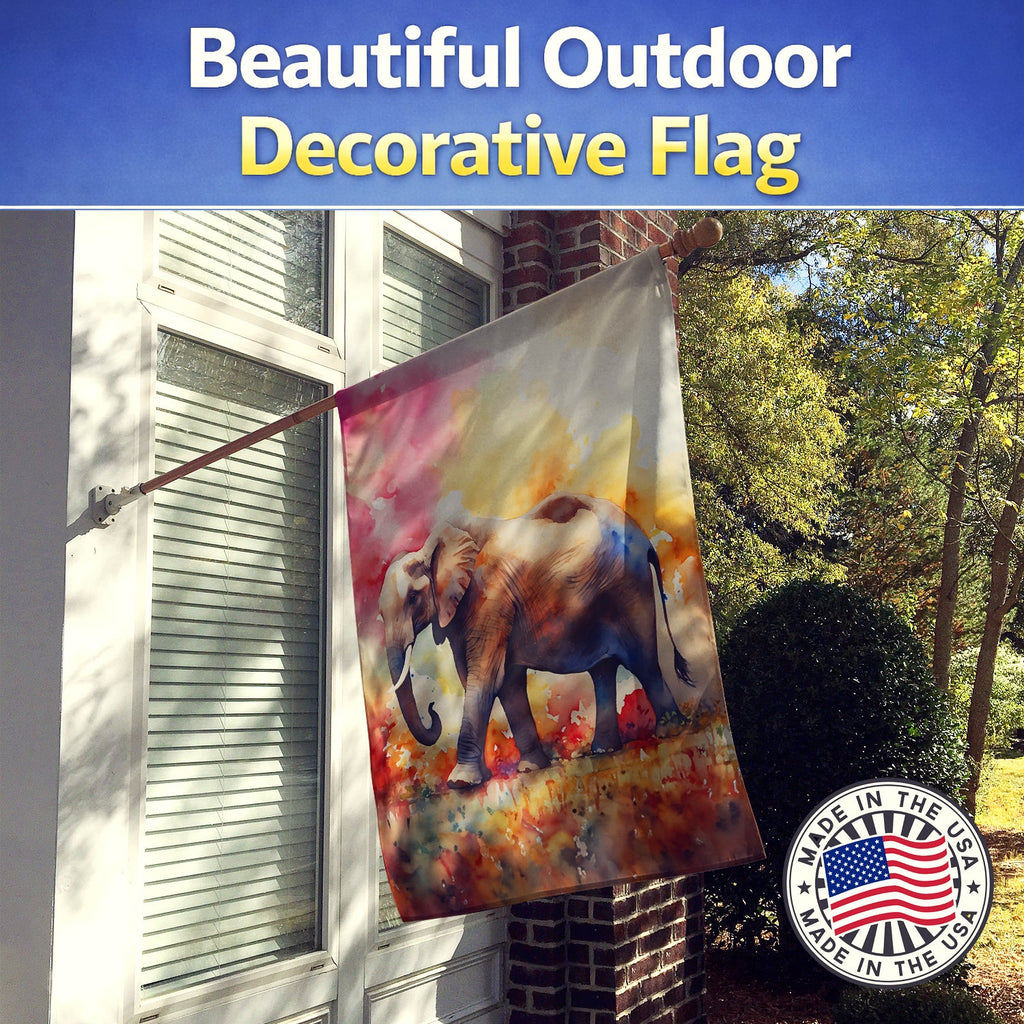 Elephant House Flag 28x40 Porch Sleeve Pole Decorative Outside Yard Banner Artwork Wall Hanging, Polyester