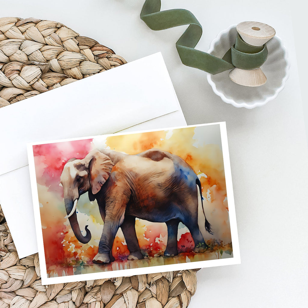 Elephant Greeting Cards Pack of 8 Blank Cards with Envelopes Whimsical A7 Size 5x7