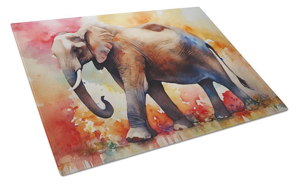 Elephant Cutting Board Tempered Glass Kitchen Cutting Surface, Heat Resistant Chopping, Non-Slip Feet, Food Prep & Serving