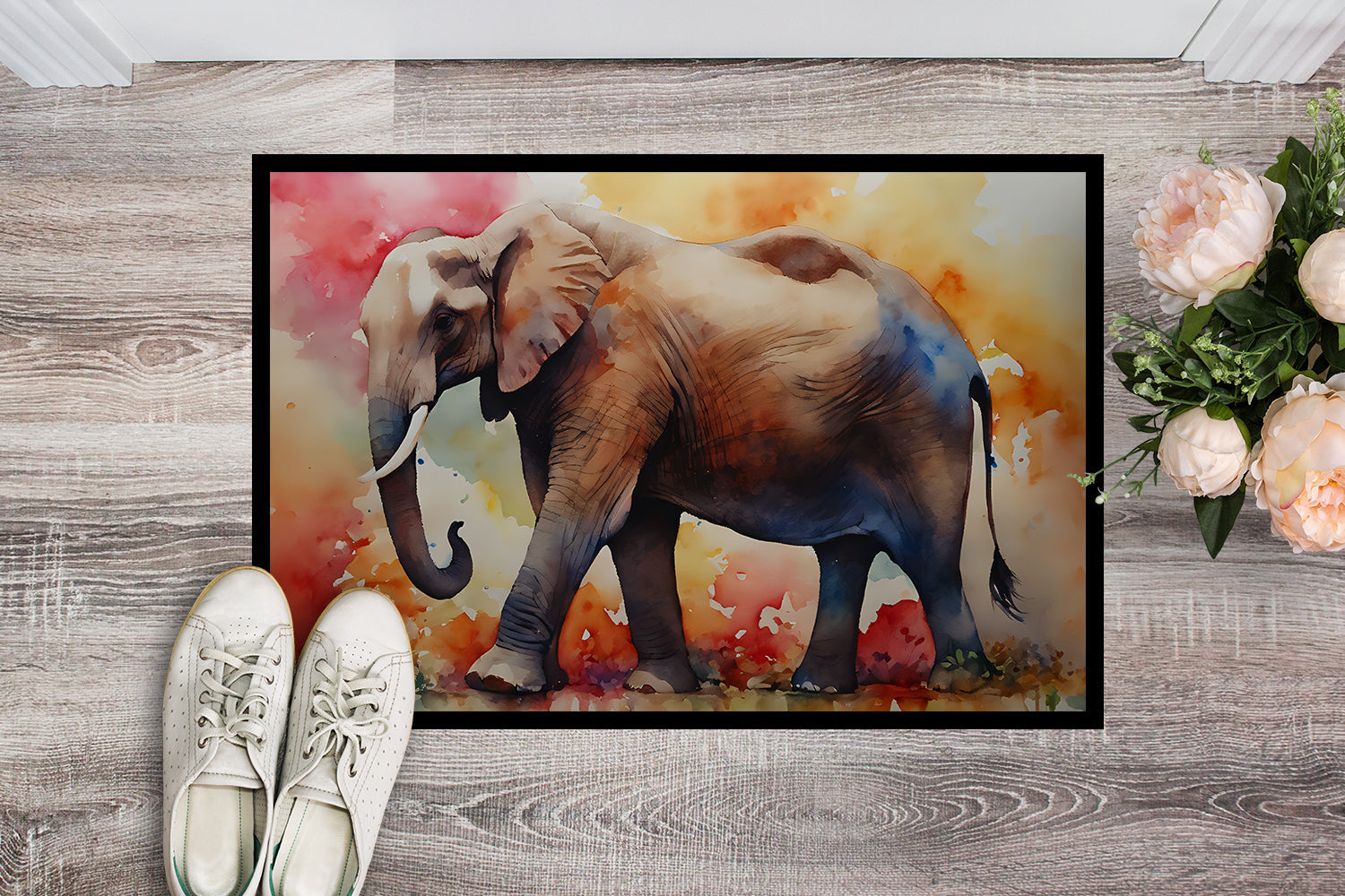 Elephant Doormat Indoor Outdoor 18H X 27W Front Door Mat Rugs for Entryway, Non Slip Washable