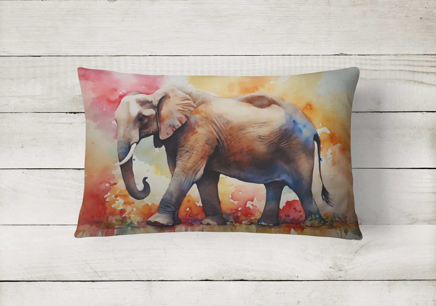 Elephant Decorative Throw Pillow 12x16 Indoor Outdoor Accent Cushion, Fabric Cover with Insert for Sofa, Bed, Porch & Living Room
