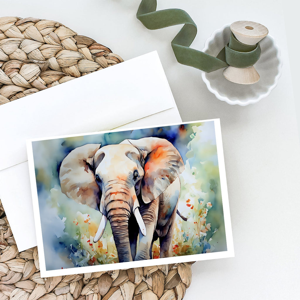 Elephant Greeting Cards Pack of 8 Blank Cards with Envelopes Whimsical A7 Size 5x7