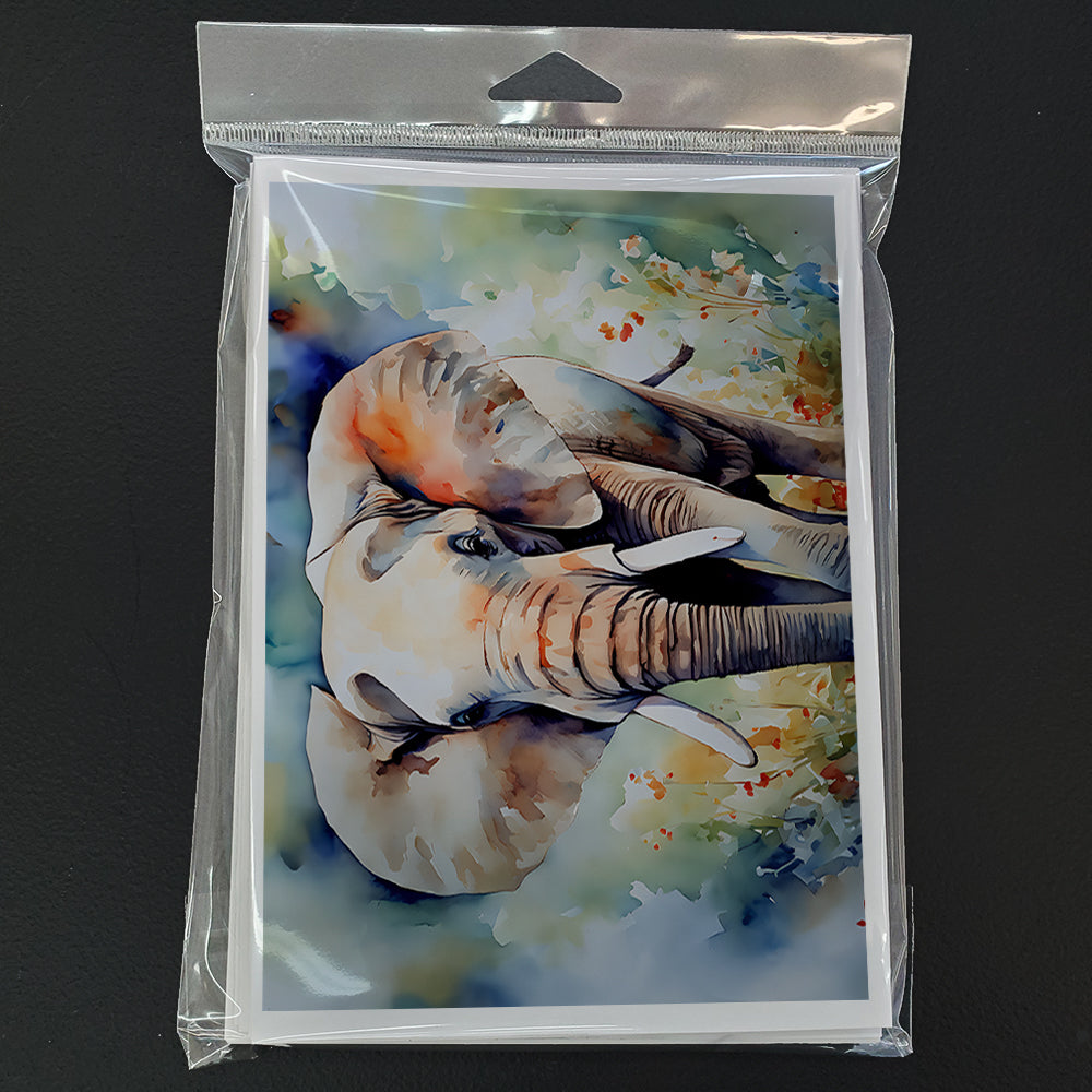 Elephant Greeting Cards Pack of 8 Blank Cards with Envelopes Whimsical A7 Size 5x7