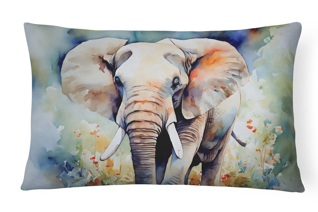 Elephant Decorative Throw Pillow 12x16 Indoor Outdoor Accent Cushion, Fabric Cover with Insert for Sofa, Bed, Porch & Living Room