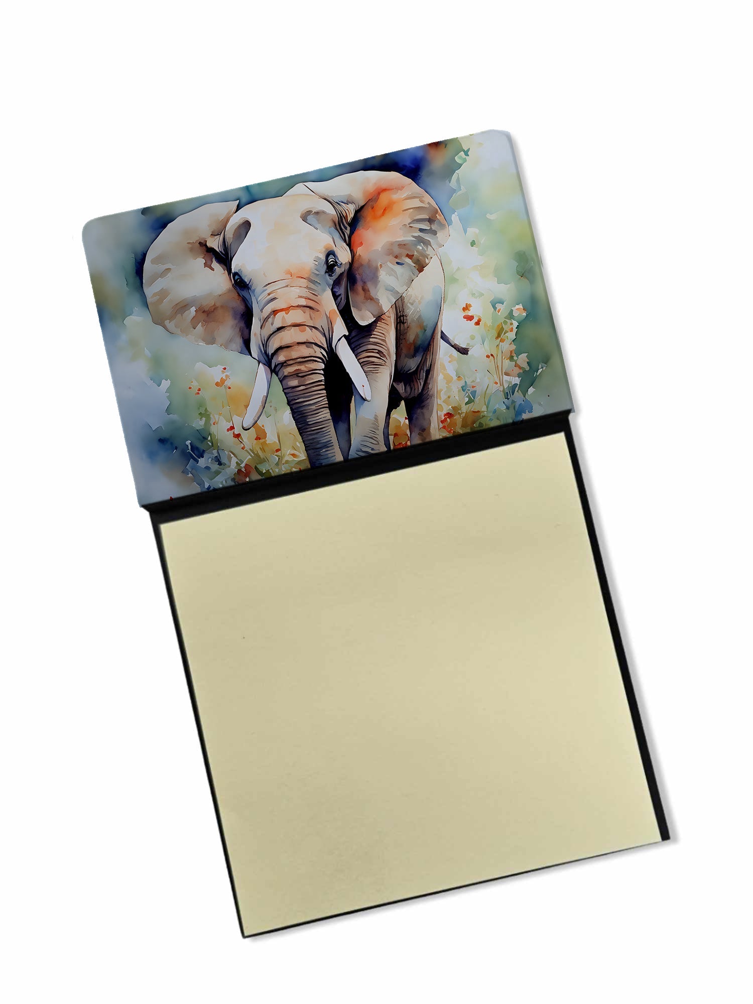 Elephant Watercolor Sticky Note Holder Refillable Dispenser Desk Accessory 3x3 Pad Gift