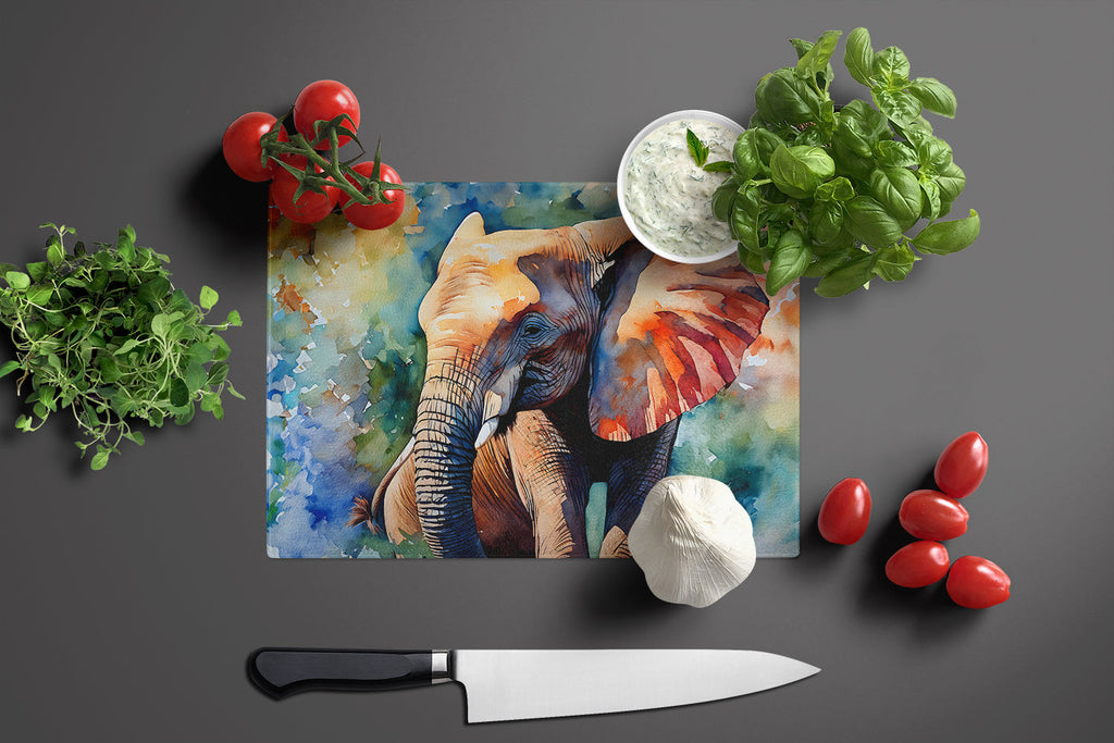 Elephant Cutting Board Tempered Glass Kitchen Cutting Surface, Heat Resistant Chopping, Non-Slip Feet, Food Prep & Serving