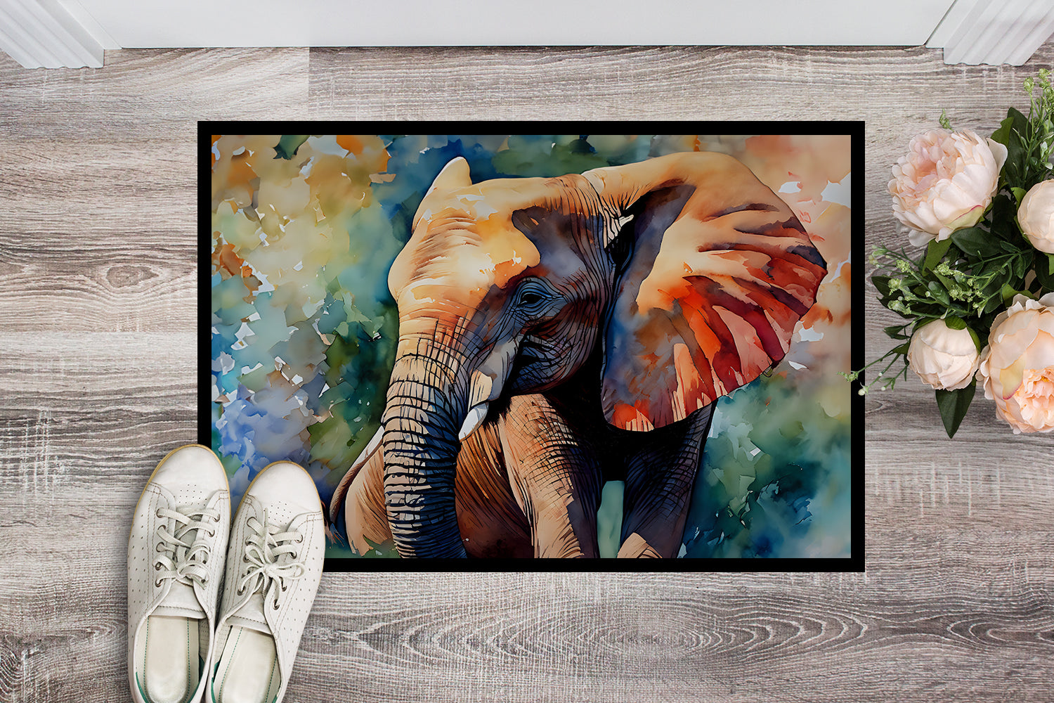 Elephant Doormat Indoor Outdoor 18H X 27W Front Door Mat Rugs for Entryway, Non Slip Washable