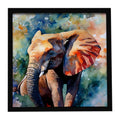 Elephant Framed Metal Print Bathroom, Kitchen, Office, Home Decor Wall Art Ready to Hang, Square, 8X8