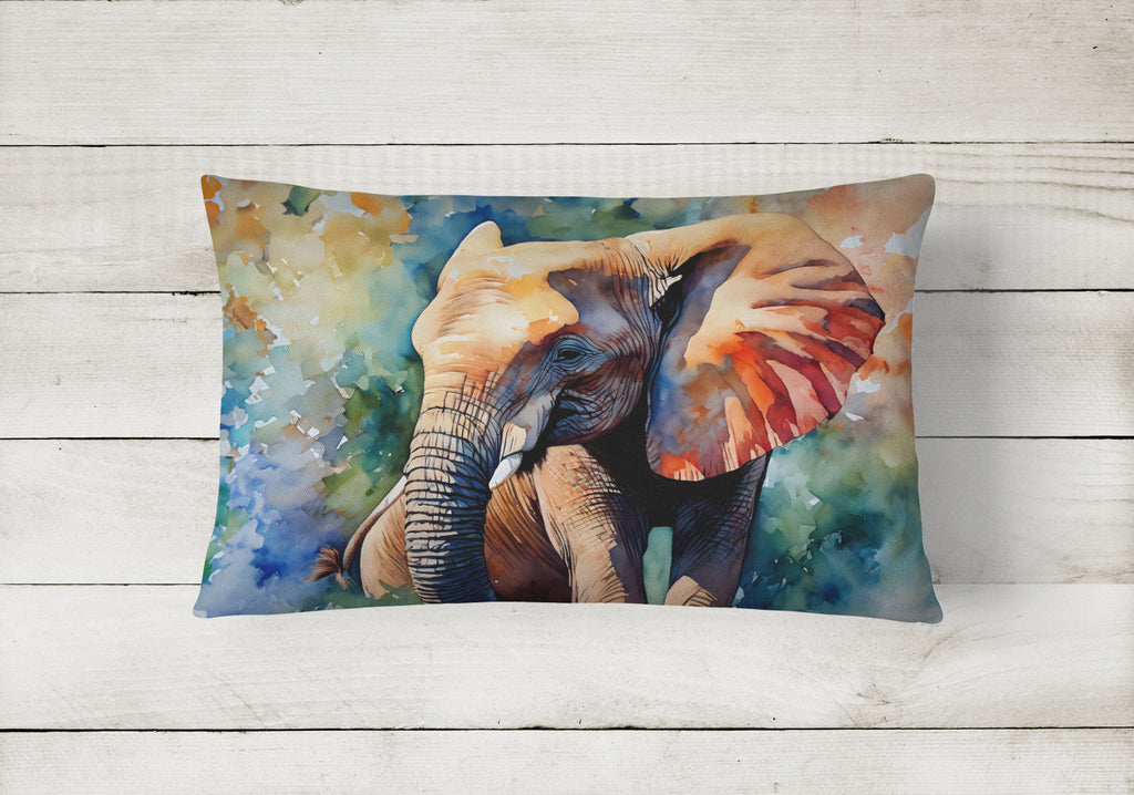 Elephant Decorative Throw Pillow 12x16 Indoor Outdoor Accent Cushion, Fabric Cover with Insert for Sofa, Bed, Porch & Living Room