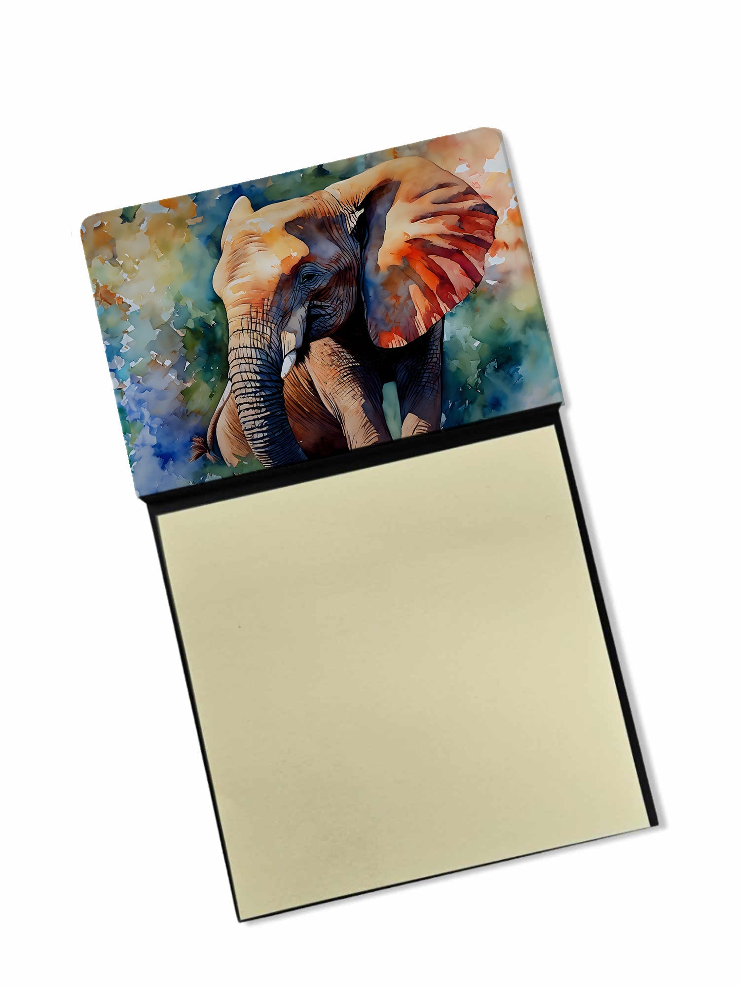 Elephant Watercolor Sticky Note Holder Refillable Dispenser Desk Accessory 3x3 Pad Gift