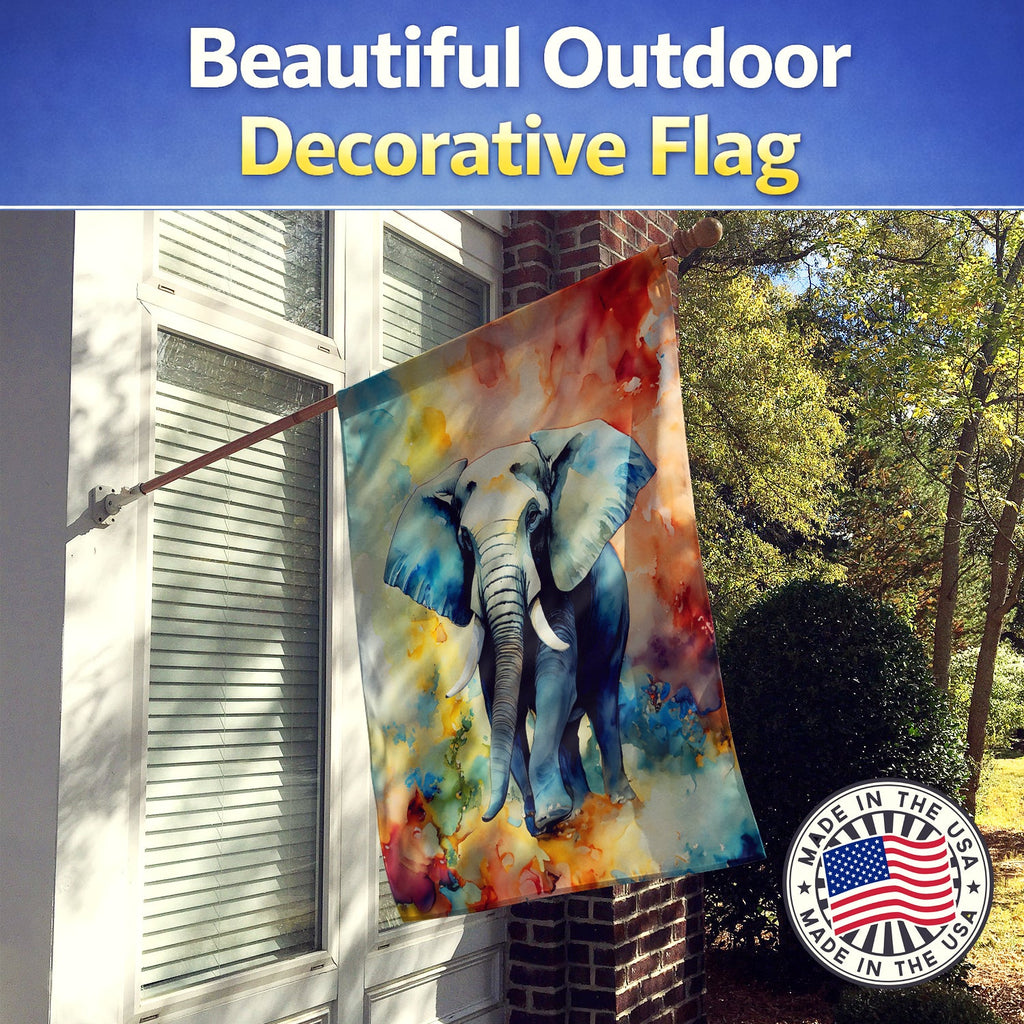 Elephant House Flag 28x40 Porch Sleeve Pole Decorative Outside Yard Banner Artwork Wall Hanging, Polyester