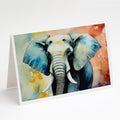 Elephant Greeting Cards Pack of 8 Blank Cards with Envelopes Whimsical A7 Size 5x7