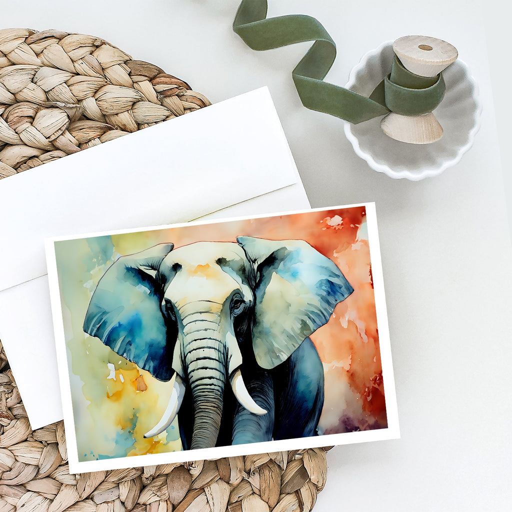 Elephant Greeting Cards Pack of 8 Blank Cards with Envelopes Whimsical A7 Size 5x7