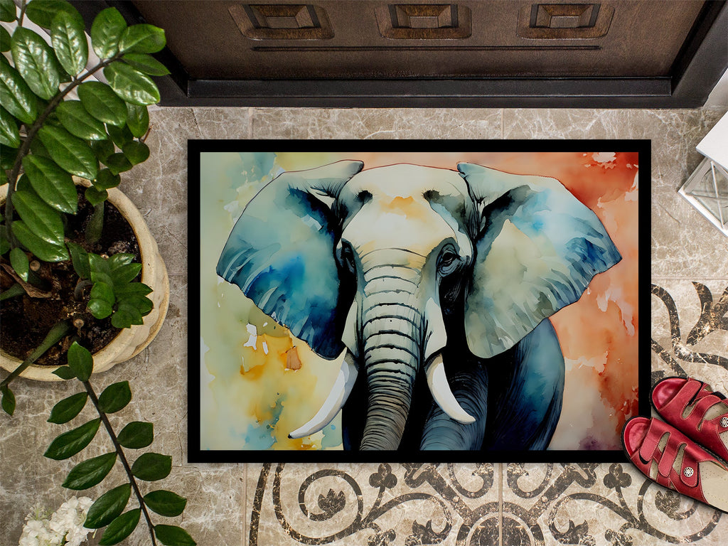Elephant Doormat Indoor Outdoor 24H X 36W Front Door Mat Rugs for Entryway, Non Slip Washable Low Pile,