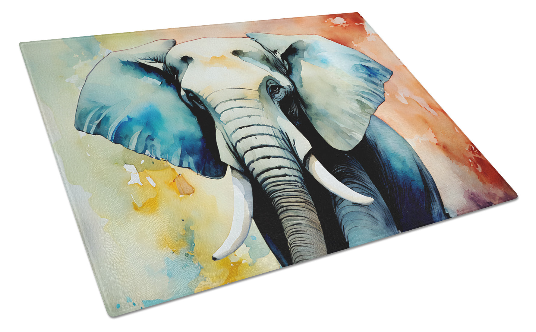 Elephant Cutting Board Tempered Glass Kitchen Cutting Surface, Heat Resistant Chopping, Non-Slip Feet, Food Prep & Serving