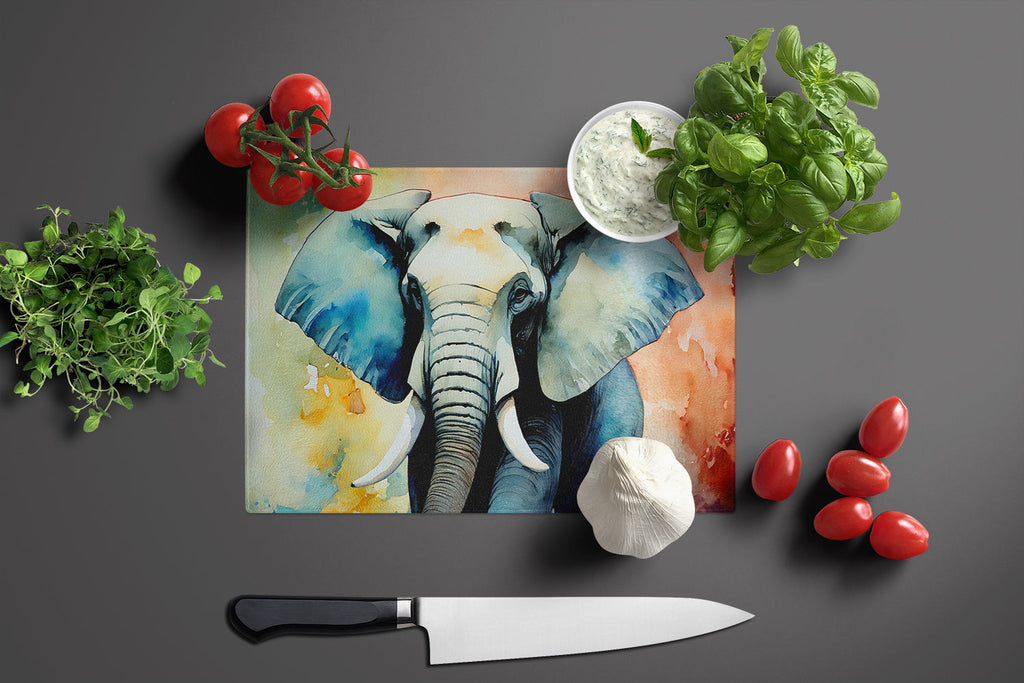 Elephant Cutting Board Tempered Glass Kitchen Cutting Surface, Heat Resistant Chopping, Non-Slip Feet, Food Prep & Serving