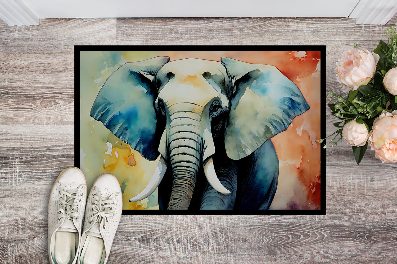 Elephant Doormat Indoor Outdoor 18H X 27W Front Door Mat Rugs for Entryway, Non Slip Washable