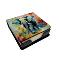 Elephant PU Leather Note Paper Holder with Artist-Designed Cover, Desk Accessory, Office Gift