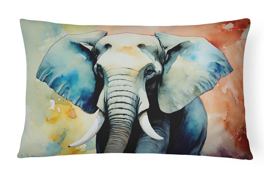 Elephant Decorative Throw Pillow 12x16 Indoor Outdoor Accent Cushion, Fabric Cover with Insert for Sofa, Bed, Porch & Living Room