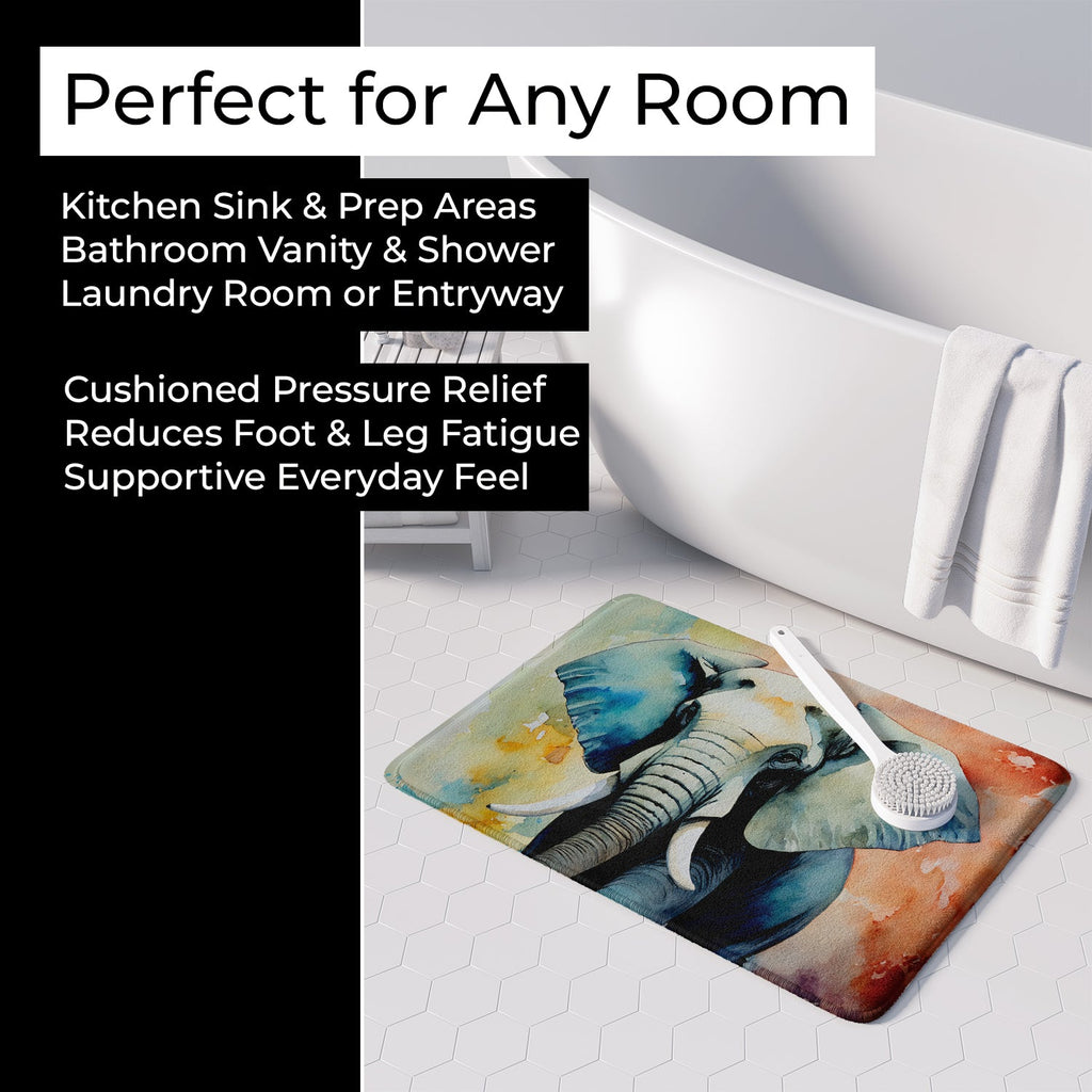 Elephant Memory Foam Kitchen Mat Machine Washable Anti-Fatigue Cushion Comfort Bath or Kitchen Rug