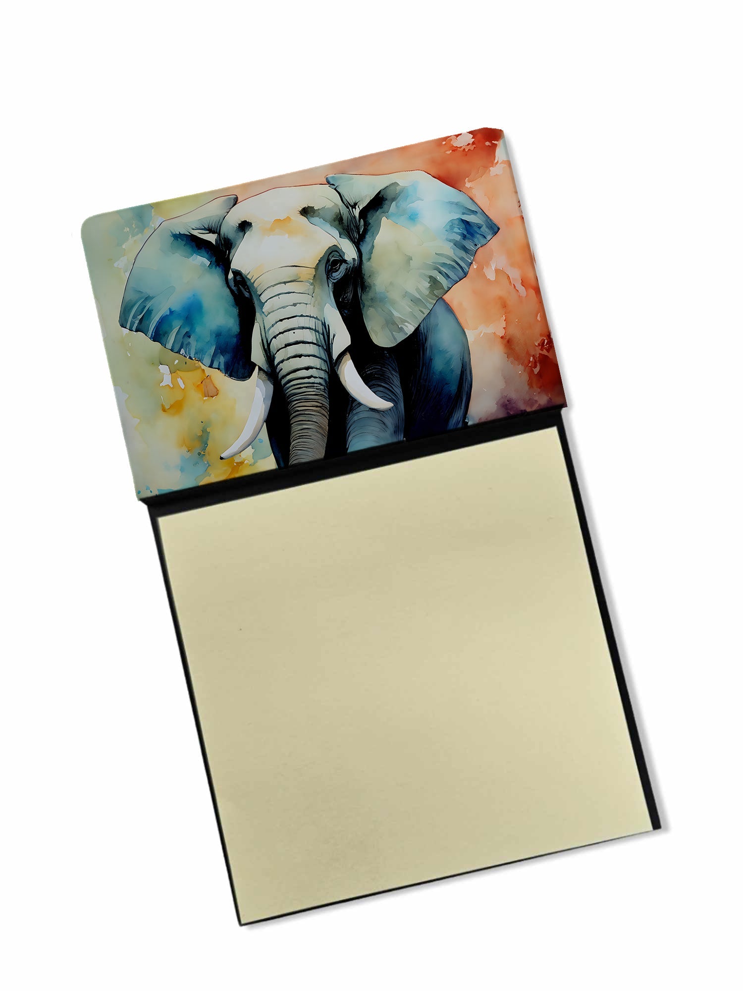 Elephant Watercolor Sticky Note Holder Refillable Dispenser Desk Accessory 3x3 Pad Gift