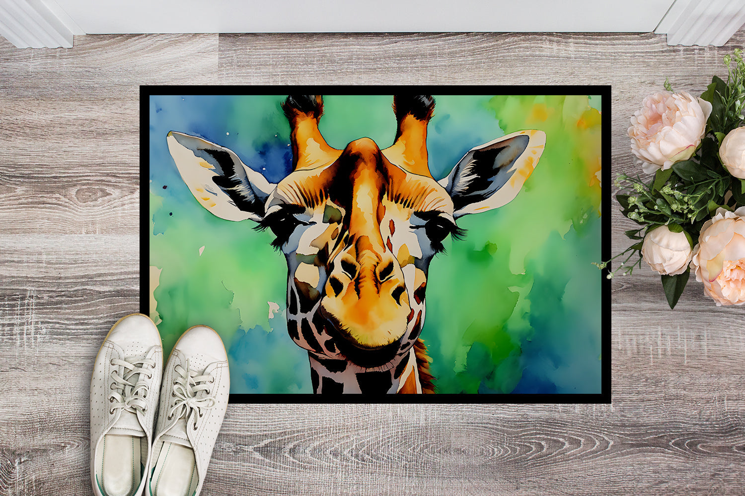 Giraffe Doormat Indoor Outdoor 18H X 27W Front Door Mat Rugs for Entryway, Non Slip Washable