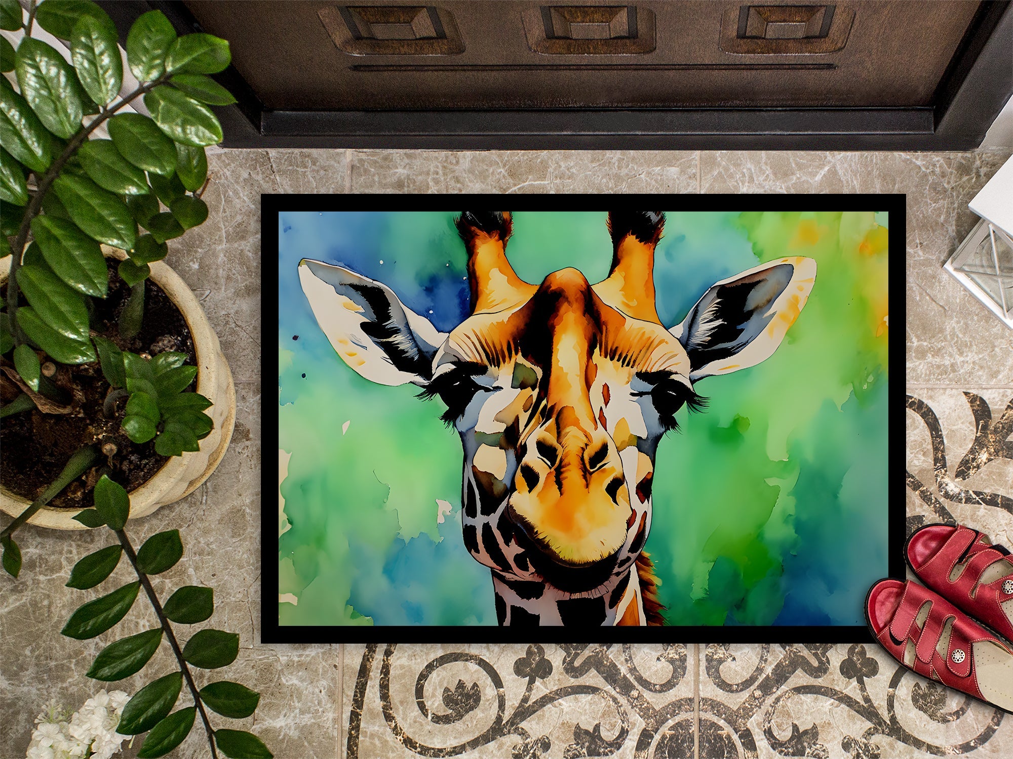 Giraffe Doormat Indoor Outdoor 18H X 27W Front Door Mat Rugs for Entryway, Non Slip Washable