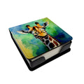 Giraffe PU Leather Note Paper Holder with Artist-Designed Cover, Desk Accessory, Office Gift