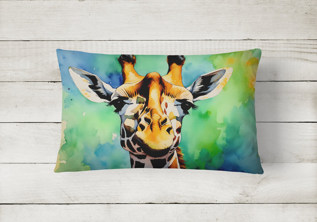 Giraffe Decorative Throw Pillow 12x16 Indoor Outdoor Accent Cushion, Fabric Cover with Insert for Sofa, Bed, Porch & Living Room