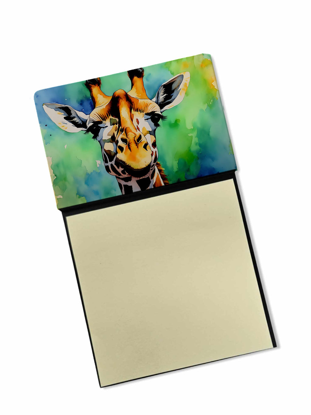 Giraffe Watercolor Sticky Note Holder Refillable Dispenser Desk Accessory 3x3 Pad Gift
